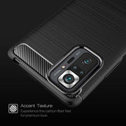 Custodia in TPU in fibra di carbonio con trama spazzolata, For Xiaomi Redmi Note 10 Pro