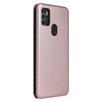 Struttura in fibra di carbonio Flip orizzontale magnetico Custodia in pelle TPU + PC + PU con slot per schede, For ZTE Blade A7s 2020