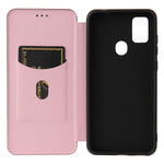Struttura in fibra di carbonio Flip orizzontale magnetico Custodia in pelle TPU + PC + PU con slot per schede, For ZTE Blade A7s 2020