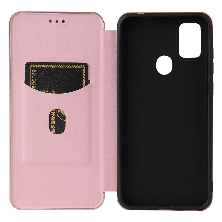 Struttura in fibra di carbonio Flip orizzontale magnetico Custodia in pelle TPU + PC + PU con slot per schede, For ZTE Blade A7s 2020
