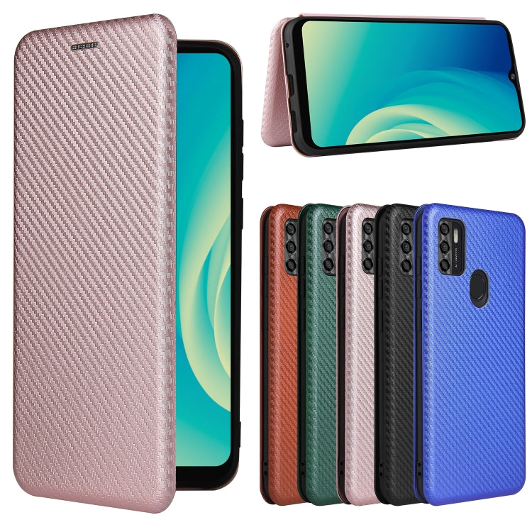 Struttura in fibra di carbonio Flip orizzontale magnetico Custodia in pelle TPU + PC + PU con slot per schede, For ZTE Blade A7s 2020
