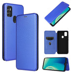Struttura in fibra di carbonio Flip orizzontale magnetico Custodia in pelle TPU + PC + PU con slot per schede, For ZTE Blade A7s 2020