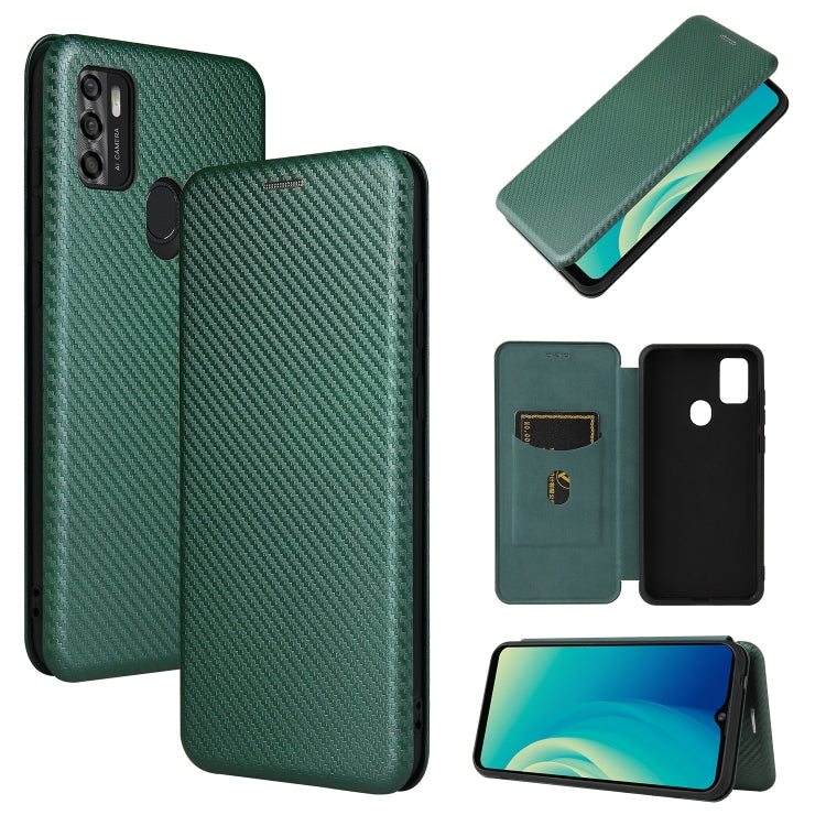 Struttura in fibra di carbonio Flip orizzontale magnetico Custodia in pelle TPU + PC + PU con slot per schede, For ZTE Blade A7s 2020