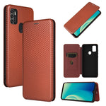 Struttura in fibra di carbonio Flip orizzontale magnetico Custodia in pelle TPU + PC + PU con slot per schede, For ZTE Blade A7s 2020