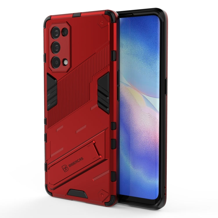 Punk Armor 2 in 1 PC + custodia antiurto in TPU con supporto invisibile, For OPPO Reno5 Pro, For OPPO Realme V15