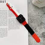 Cinturini di ricambio in silicone con abbinamento di colori per Apple Watch Series 6 e SE e 5 e 4 40 mm / 3 e 2 e 1 38 mm, For Apple Watch 40mm/38mm(Black+Red+White), For Apple Watch 40mm/38mm(Red+White+Black)                                           ...