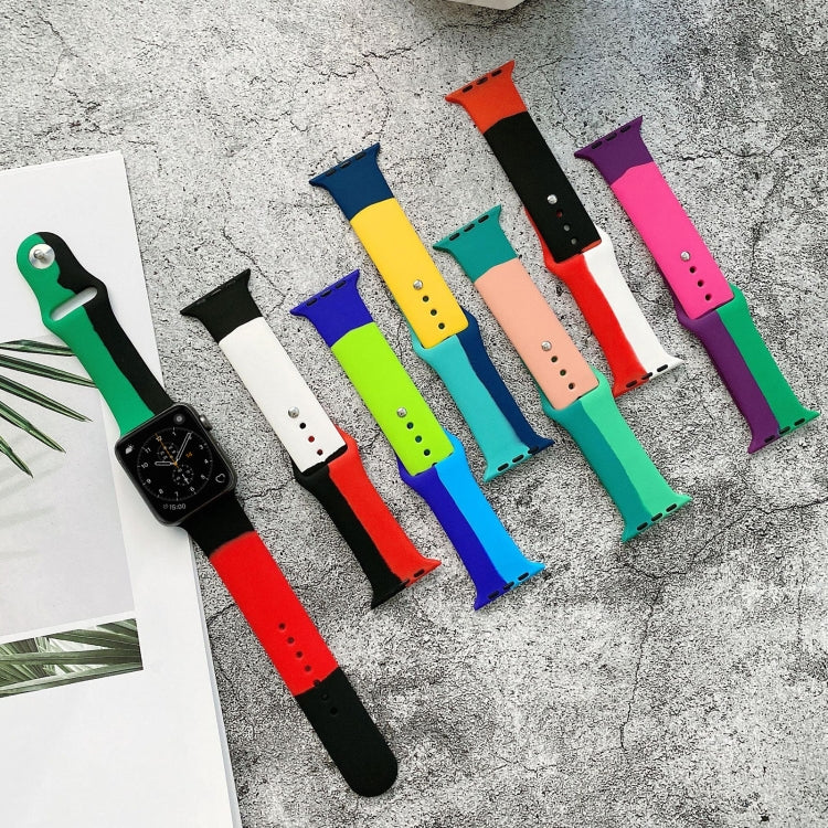 Cinturini di ricambio in silicone con abbinamento di colori per Apple Watch Series 6 e SE e 5 e 4 40 mm / 3 e 2 e 1 38 mm, For Apple Watch 40mm/38mm(Black+Red+White), For Apple Watch 40mm/38mm(Red+White+Black)                                           ...
