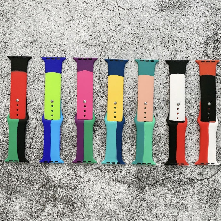 Cinturini di ricambio in silicone con abbinamento di colori per Apple Watch Series 6 e SE e 5 e 4 40 mm / 3 e 2 e 1 38 mm, For Apple Watch 40mm/38mm(Black+Red+White), For Apple Watch 40mm/38mm(Red+White+Black)                                           ...