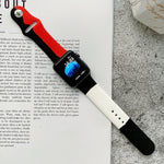 Cinturini di ricambio in silicone con abbinamento di colori per Apple Watch Series 6 e SE e 5 e 4 44 mm / 3 e 2 e 1 42 mm, For Apple Watch 44mm/42mm(Black+Red+White), For Apple Watch 44mm/42mm(Red+White+Black)                                           ...