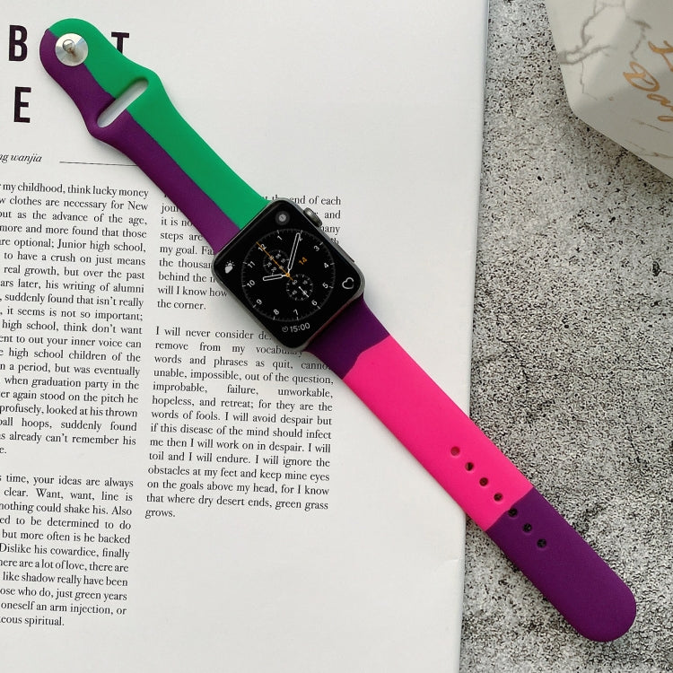 Cinturini di ricambio in silicone con abbinamento di colori per Apple Watch Series 6 e SE e 5 e 4 44 mm / 3 e 2 e 1 42 mm, For Apple Watch 44mm/42mm(Black+Red+White), For Apple Watch 44mm/42mm(Red+White+Black)                                           ...