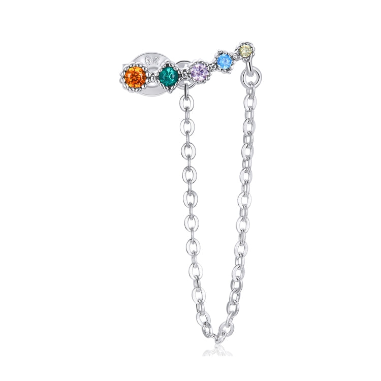 Orecchini da donna con cuore arcobaleno in zirconi colorati in argento sterling S925, Rainbow Heart