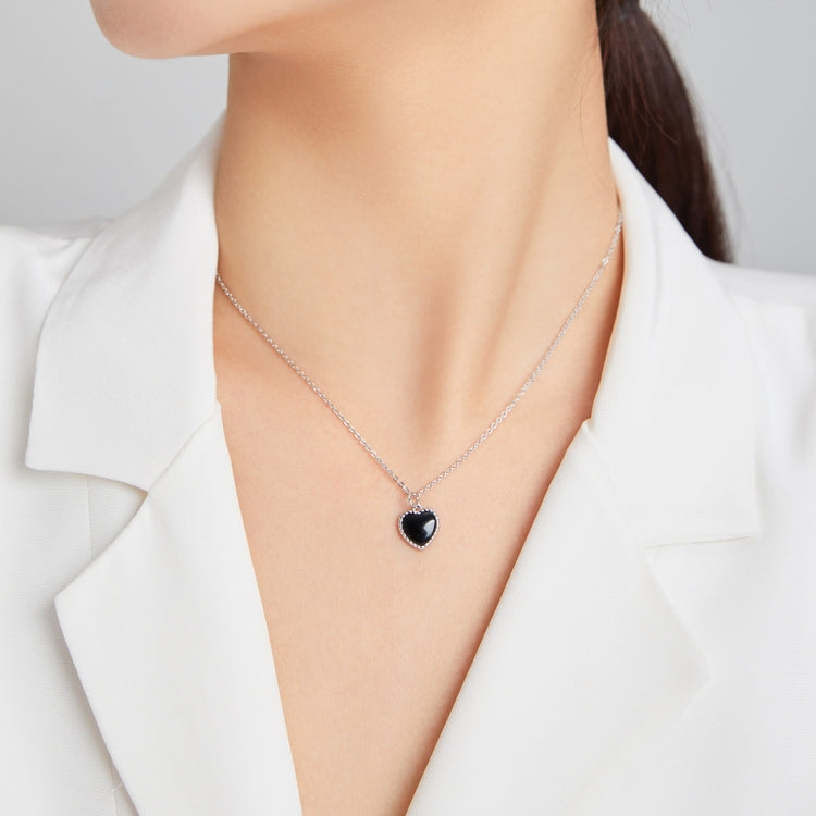 Gioielli con collana da donna con cuore nero in argento sterling S925, Black Heart