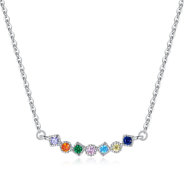 Gioielli con collana da donna in argento sterling S925 con rombo colorato e zirconi, Colorful Rhombus Zircon