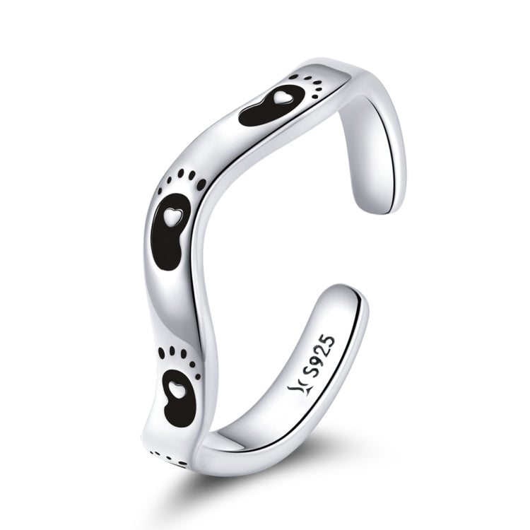 Anello aperto da donna con impronta semplice in argento sterling S925, Simple Footprint