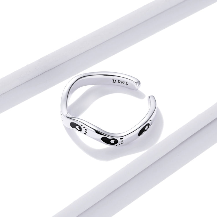 Anello aperto da donna con impronta semplice in argento sterling S925, Simple Footprint