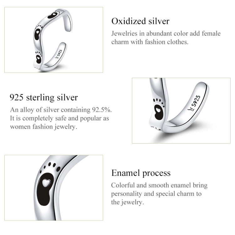 Anello aperto da donna con impronta semplice in argento sterling S925, Simple Footprint