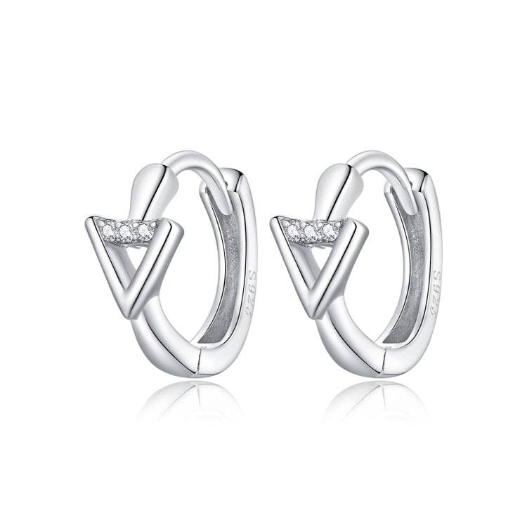 Orecchini da donna con fibbia per orecchio a triangolo in argento sterling S925, Triangle