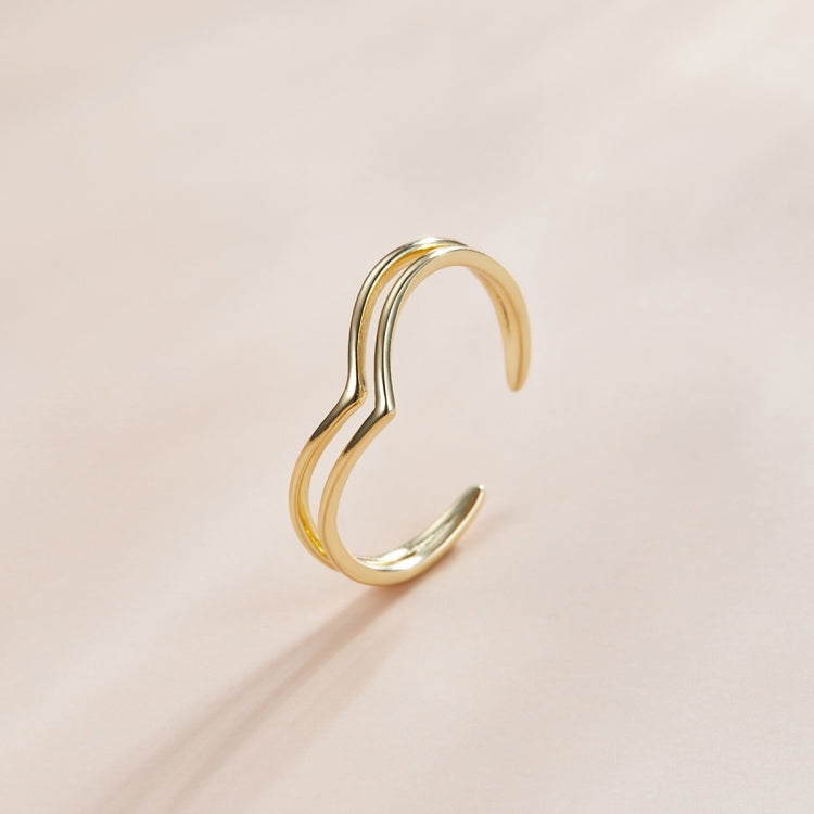 Anello aperto da donna con linee vuote semplici in argento sterling S925, Simple Hollow Lines