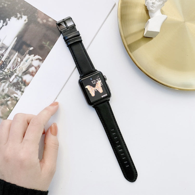 Texture Crazy Horse + cinturini di ricambio in pelle a trama piatta per Apple Watch Series 6 & SE & 5 & 4 40mm / 3 & 2 & 1 38mm, For Apple Watch Series 7 41mm / 6 & SE & 5 & 4 40mm / 3 & 2 & 1 38mm                                                       ...