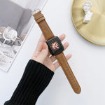 Texture Crazy Horse + cinturini di ricambio in pelle a trama piatta per Apple Watch Series 6 & SE & 5 & 4 40mm / 3 & 2 & 1 38mm, For Apple Watch Series 7 41mm / 6 & SE & 5 & 4 40mm / 3 & 2 & 1 38mm                                                       ...