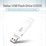 Netac U335S USB 3.0 Antivirus ad alta velocità Protezione da scrittura Unità flash USB Disco U, 16GB, 32GB, 64GB, 128GB