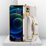 Custodia in pelle con motivo coccodrillo in TPU elettrolitico con cinturino da polso, For vivo X60, For vivo X60 Pro, For vivo Y52s 5G