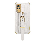 Custodia in pelle con motivo coccodrillo in TPU elettrolitico con cinturino da polso, For vivo X60, For vivo X60 Pro, For vivo Y52s 5G