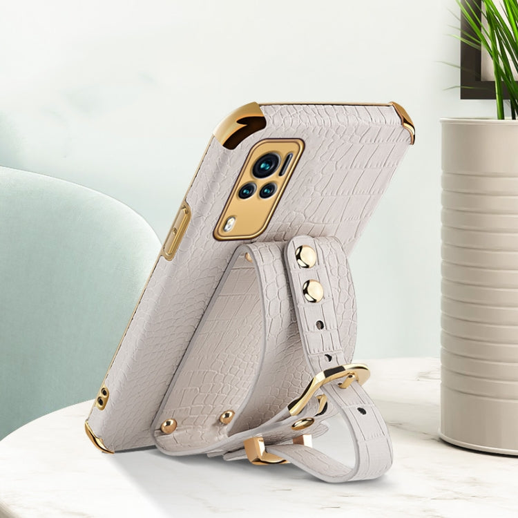 Custodia in pelle con motivo coccodrillo in TPU elettrolitico con cinturino da polso, For vivo X60, For vivo X60 Pro, For vivo Y52s 5G
