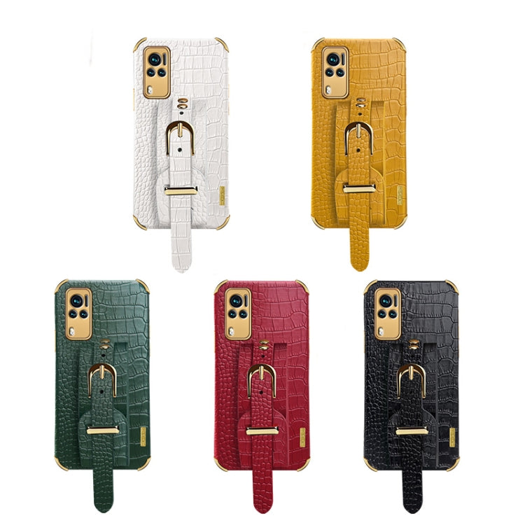 Custodia in pelle con motivo coccodrillo in TPU elettrolitico con cinturino da polso, For vivo X60, For vivo X60 Pro, For vivo Y52s 5G