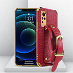 Custodia in pelle con motivo coccodrillo in TPU elettrolitico con cinturino da polso, For vivo X60, For vivo X60 Pro, For vivo Y52s 5G