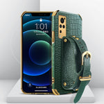 Custodia in pelle con motivo coccodrillo in TPU elettrolitico con cinturino da polso, For vivo X60, For vivo X60 Pro, For vivo Y52s 5G