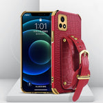 Custodia in pelle con motivo coccodrillo in TPU elettrolitico con cinturino da polso, For vivo X60, For vivo X60 Pro, For vivo Y52s 5G