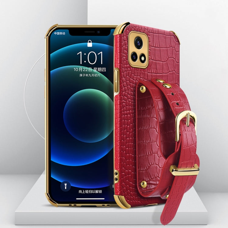 Custodia in pelle con motivo coccodrillo in TPU elettrolitico con cinturino da polso, For vivo X60, For vivo X60 Pro, For vivo Y52s 5G