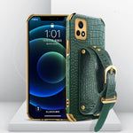 Custodia in pelle con motivo coccodrillo in TPU elettrolitico con cinturino da polso, For vivo X60, For vivo X60 Pro, For vivo Y52s 5G