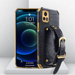 Custodia in pelle con motivo coccodrillo in TPU elettrolitico con cinturino da polso, For vivo X60, For vivo X60 Pro, For vivo Y52s 5G