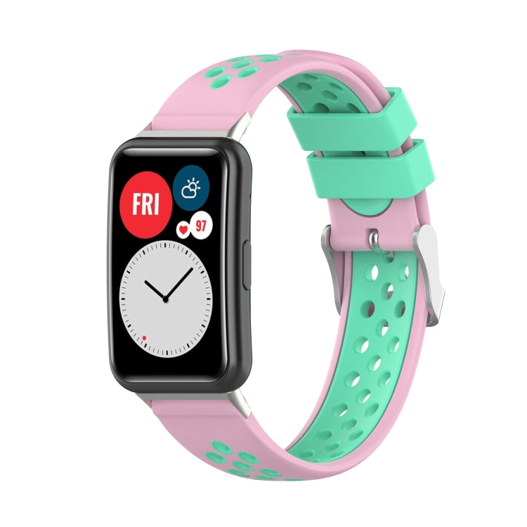 Per Huawei Watch Fit 18mm Chiusura cinturino in silicone bicolore con cinturino di ricambio