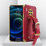 Custodia in pelle con motivo coccodrillo in TPU elettrolitico con cinturino da polso, For Huawei Mate 30, For Huawei Mate 30 Pro, For Huawei Mate 40, For Huawei Mate 40 Pro