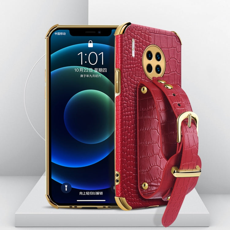 Custodia in pelle con motivo coccodrillo in TPU elettrolitico con cinturino da polso, For Huawei Mate 30, For Huawei Mate 30 Pro, For Huawei Mate 40, For Huawei Mate 40 Pro
