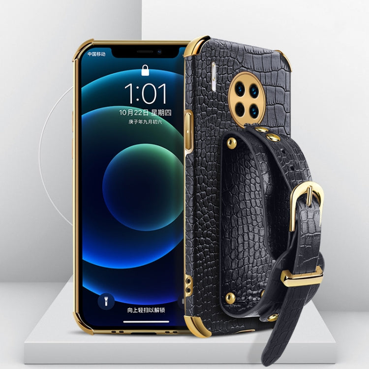 Custodia in pelle con motivo coccodrillo in TPU elettrolitico con cinturino da polso, For Huawei Mate 30, For Huawei Mate 30 Pro, For Huawei Mate 40, For Huawei Mate 40 Pro