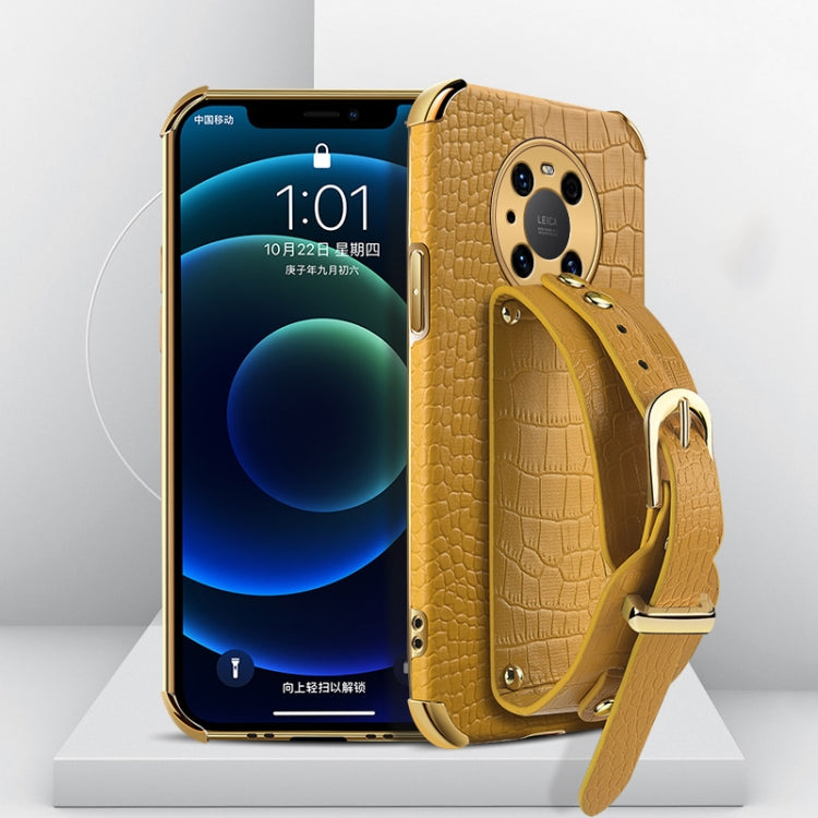 Custodia in pelle con motivo coccodrillo in TPU elettrolitico con cinturino da polso, For Huawei Mate 30, For Huawei Mate 30 Pro, For Huawei Mate 40, For Huawei Mate 40 Pro