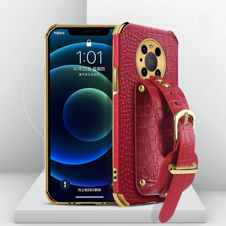Custodia in pelle con motivo coccodrillo in TPU elettrolitico con cinturino da polso, For Huawei Mate 30, For Huawei Mate 30 Pro, For Huawei Mate 40, For Huawei Mate 40 Pro