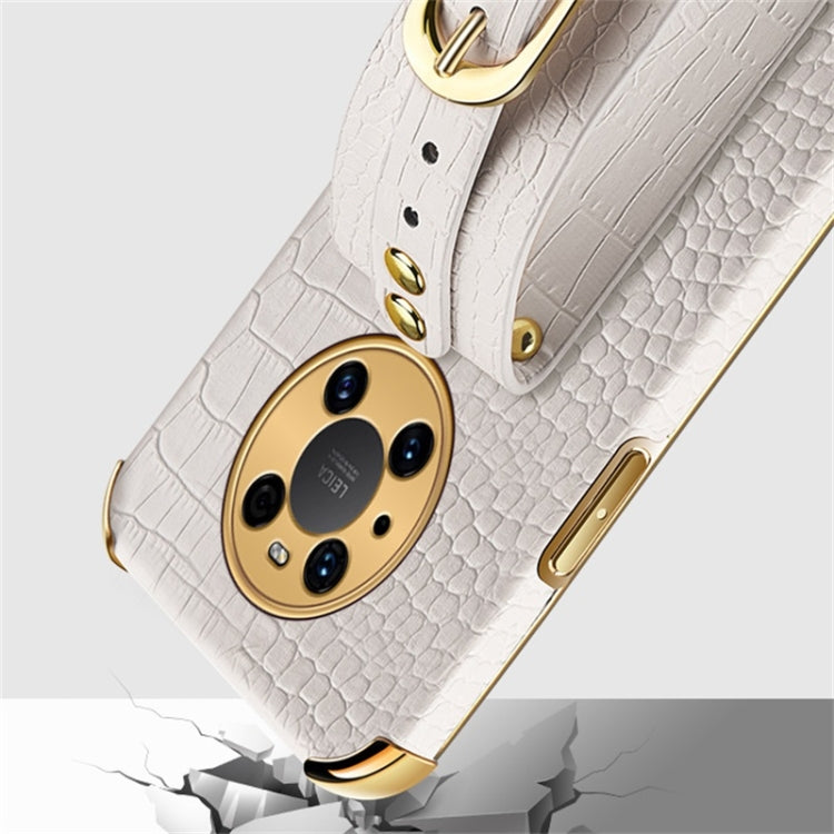 Custodia in pelle con motivo coccodrillo in TPU elettrolitico con cinturino da polso, For Huawei Mate 40 Pro Plus, For Huawei Nova 8, For Huawei Nova 8 SE, For Huawei Nova 8 Pro