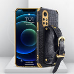 Custodia in pelle con motivo coccodrillo in TPU elettrolitico con cinturino da polso, For Huawei Mate 40 Pro Plus, For Huawei Nova 8, For Huawei Nova 8 SE, For Huawei Nova 8 Pro