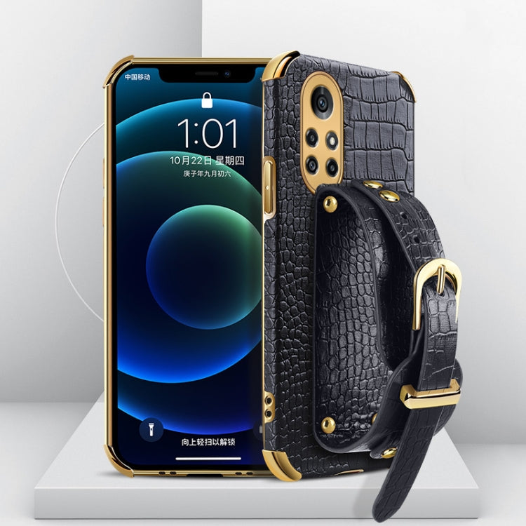 Custodia in pelle con motivo coccodrillo in TPU elettrolitico con cinturino da polso, For Huawei Mate 40 Pro Plus, For Huawei Nova 8, For Huawei Nova 8 SE, For Huawei Nova 8 Pro