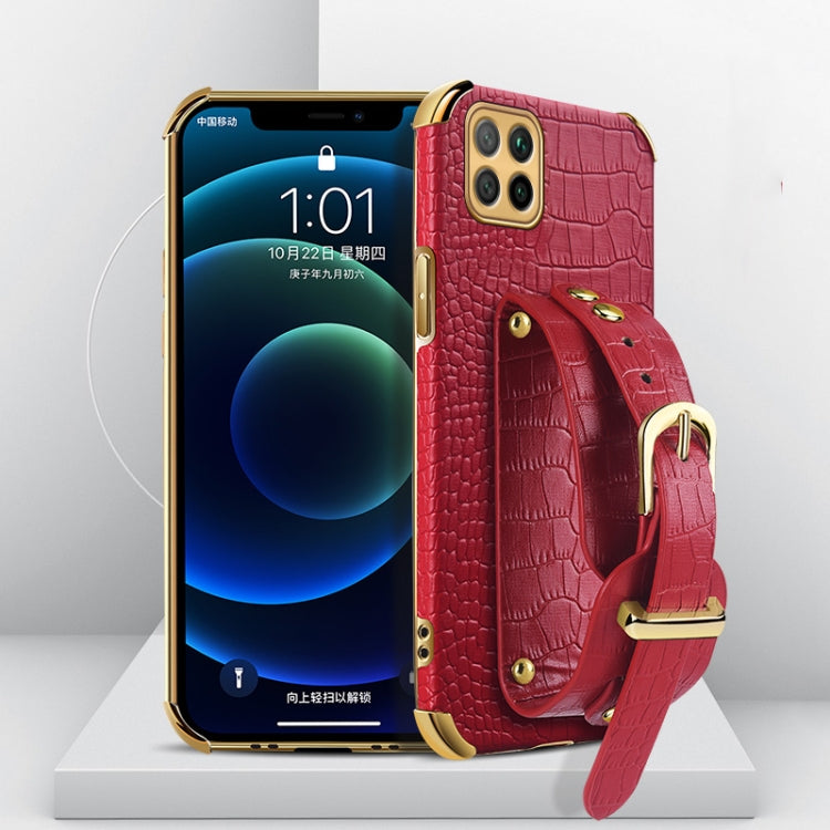 Custodia in pelle con motivo coccodrillo in TPU elettrolitico con cinturino da polso, For Huawei Enjoy 20, For Huawei Enjoy 20 SE, For Huawei Enjoy 20 Plus