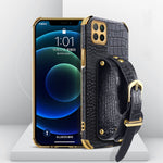 Custodia in pelle con motivo coccodrillo in TPU elettrolitico con cinturino da polso, For Huawei Enjoy 20, For Huawei Enjoy 20 SE, For Huawei Enjoy 20 Plus