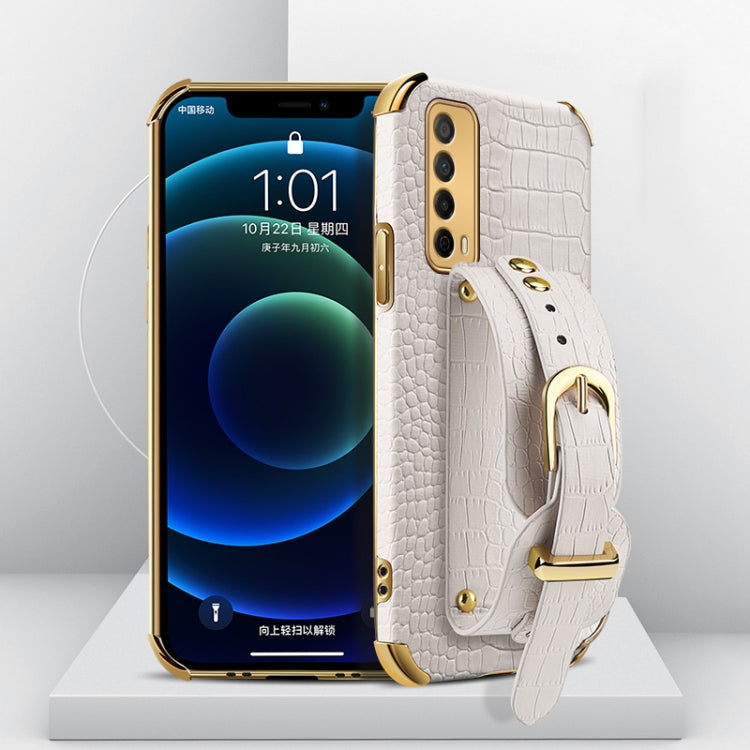 Custodia in pelle con motivo coccodrillo in TPU elettrolitico con cinturino da polso, For Huawei Enjoy 20, For Huawei Enjoy 20 SE, For Huawei Enjoy 20 Plus