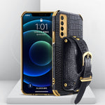 Custodia in pelle con motivo coccodrillo in TPU elettrolitico con cinturino da polso, For Huawei Enjoy 20, For Huawei Enjoy 20 SE, For Huawei Enjoy 20 Plus