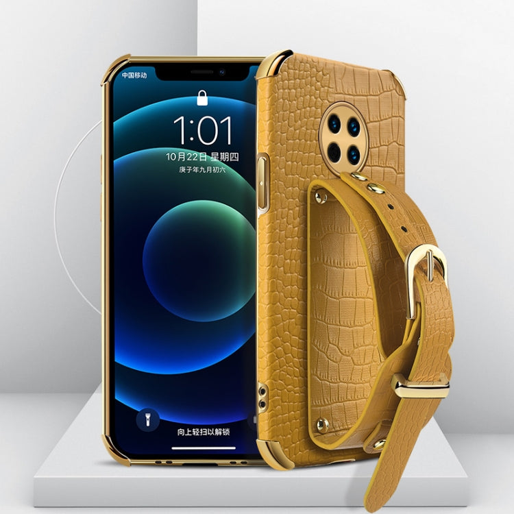 Custodia in pelle con motivo coccodrillo in TPU elettrolitico con cinturino da polso, For Huawei Enjoy 20, For Huawei Enjoy 20 SE, For Huawei Enjoy 20 Plus
