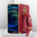 Custodia in pelle con motivo coccodrillo in TPU elettrolitico con cinturino da polso, For Huawei Enjoy 20, For Huawei Enjoy 20 SE, For Huawei Enjoy 20 Plus